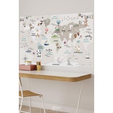 Msticker Eğitici ve Öğretici Dünya Haritası Çocuk Odası Duvar Sticker, Dünya Haritası Tablo Sticker