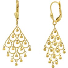 İryum 22 Ayar Altın Sallantılı Tasarım Küpe