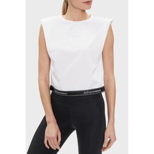Ea7 Streç Pamuklu Boxy Fit T Shirt Kadın T Shirt 3DTT22 TJ6SZ 1100