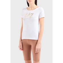 Ea7 Pamuklu Regular Fit Bisiklet Yaka T Shirt Kadın T Shirt 3DTT26 Tjfkz 0101