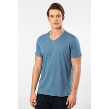 Cacharel Erkek Kısakol V Yaka T-Shirt, %50 Pamuk %50 Modal