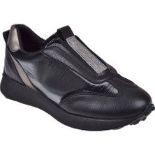 Pullman Lastikli Kadın Spor Ayakkabı Sneaker EN-7539   Siyah