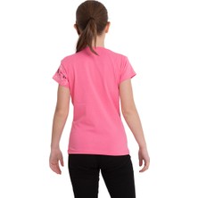 Gözler Onda Pembe Nature Baskılı Bisiklet Yaka 5-12 Yaş Tişört 2037-1