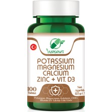 Yurdavit Potasyum Magnezyum Kalsiyum Çinko D3 Vitamini 100 Tablet