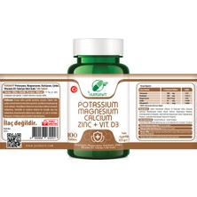 Yurdavit Potasyum Magnezyum Kalsiyum Çinko D3 Vitamini 100 Tablet