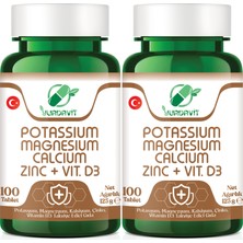 Yurdavit Potasyum Magnezyum Kalsiyum Çinko D3 Vitamini 2x100 Tablet