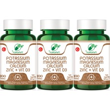 Yurdavit Potasyum Magnezyum Kalsiyum Çinko D3 Vitamini 3x100 Tablet