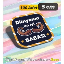 Sticker Design Babalar Günü Hediye Paketleme Etiketi Model 15 - 100 Adet 5cm