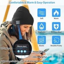 KingKuee Örme Bluetooth Kulaklık Kap Şapka Mens Womens Açık Spor Kablosuz Kulaklık Müzik Şapka Kap Bluetooth Kulaklıklar (Yurt Dışından)