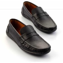 Bambi Siyah Floter  Deri Erkek Loafer Ayakkabı E01396070140