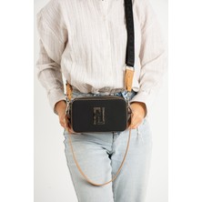 Just Polo Kadın Siyah Taba Çapraz Askılı 2 Bölmeli Kutu Mini Omuz ve El Çantası PBU5024