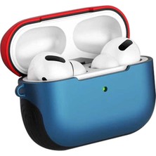 Megafox Teknoloji Apple Air Pods Pro Uyumlu Kılıf Sert Pc Ergonomik Tasarım Şık Çift Renkli Shockproof Silikon, Mavi-Kırmızı
