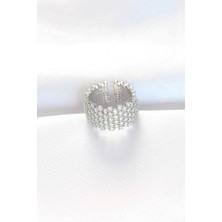 Clariss Zirkon Taş Kaplama Silver Renk Ayarlanabilir Kalın Yüzük