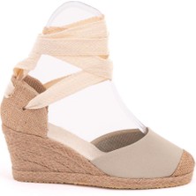 Star Tombis Bej Ipli Dolgu Topuk Keten Espadril