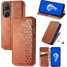 Mays Shop Asus Zenfone 9 Için Kılıf Cüzdan Fonksiyonu Moda Tasarım Deri Kılıf Flip (Yurt Dışından)