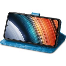 Mays Shop Xiaomi Redmi K40S Için Kılıf Kısa Kayış Dört Yapraklı Yonca Deri Kılıf Flip (Yurt Dışından)