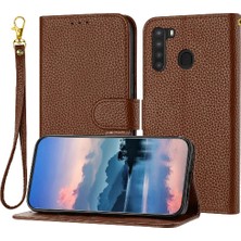 Mays Shop Samsung Galaxy A21 Için Telefon Kılıfı Cüzdan Pu Deri Flip Folio Litchi Kart (Yurt Dışından)