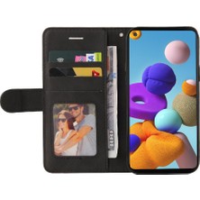 Mays Shop Samsung Galaxy A21 Için Kılıf Pu Deri Flip Folio Kılıf Kickstand Iki Renkli (Yurt Dışından)