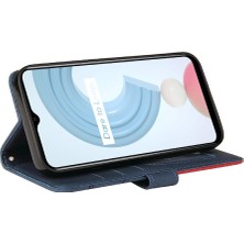 Mays Shop Kart Yuvası Standı Iki Renkli Dikiş Pu Flip ile Realme C20/C21 Için Kılıf (Yurt Dışından)