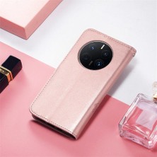 Mays Shop Huawei Mate 50 Pro Için Dört Yapraklı Yonca Deri Kılıf Kapak Kapak Kısa (Yurt Dışından)