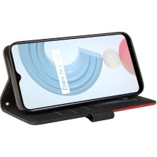 Mays Shop Kart Yuvası Standı Iki Renkli Dikiş Pu Flip ile Realme C20/C21 Için Kılıf (Yurt Dışından)