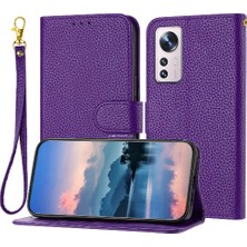 Mays Shop Telefon Kılıfı Için Xiaomi 12/12X Flip Folio Kart Yuvaları Tutucu Cüzdan Litchi Pu (Yurt Dışından)