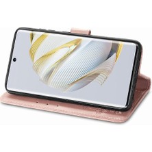 Mays Shop Huawei Nova 10 Için Kılıf Kısa Kayış Deri Kılıf Dört Yapraklı Yonca Flip (Yurt Dışından)