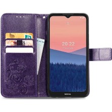 Mays Shop Nokia C21 Kılıf Için Kılıf Zarif Iş Dört Yapraklı Yonca Flip (Yurt Dışından)