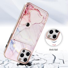 YH Market Iphone 11 Için Kılıf Pro Max Kart Yuvaları Yumuşak Tpu Tampon Ince Cüzdan Mermer (Yurt Dışından)