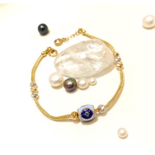 Altın Ofisi Mineli Göz Bileklik Künye 14 Ayar Altın Hd Videolu