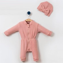 Zindrella Kids Necix's Triko Görünümlü Fermuarlı Kız Bebek Tulum