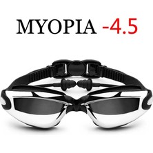 Chaoduo Shop Siyah Miyopi -4.5 Tarzı Yüzme Gözlükleri Erkek Kadın Miyopi Havuzu Kulak Tıkacı Profesyonel Optik Su Geçirmez Yüzmek Gözlük Reçete Yetişkin Dalış Gözlükleri (Yurt Dışından)