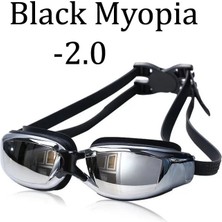 Chaoduo Shop Siyah Miyopi -2.0 Tarzı Yüzme Gözlükleri Miyopi Reçete Düzeltici Lens Havuz Su Geçirmez Yetişkin Çocuk Profesyonel Yüzme Gözlük Optik Yüzme Gözlükleri (Yurt Dışından)