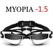 Chaoduo Shop Miyopi Siyah -1.5 Tarzı Miyopi Yüzme Gözlüğü Kulak Tıkacı Erkek Kadın Reçete Profesyonel Yetişkin Yüzmek Gözlük Su Geçirmez Optik Dalış Gözlükleri (Yurt Dışından)