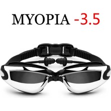 Chaoduo Shop Siyah Miyopi -3.5 Tarzı Yüzme Gözlükleri Erkek Kadın Miyopi Havuzu Kulak Tıkacı Profesyonel Optik Su Geçirmez Yüzmek Gözlük Reçete Yetişkin Dalış Gözlükleri (Yurt Dışından)