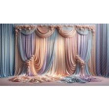Venspor Pastel Tonlarda Zarif Perde Arkaplan 200 x 150 cm Fon Duvar Örtüsü
