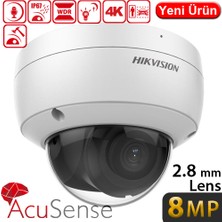 Hikvision (DS-2CD2183G2-IU) 8mp 4mm 120DB 512GB Sd Dahili Mik.acusense IP67 IK10 Dome Kamera 30 mt