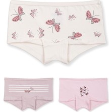 Baykar Kız Çocuk Pamuklu Renkli Baskılı Likralı Boxer 3'lü Paket 5342 Renkli