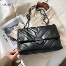 Kensen Shop Beyaz Stil Popüler Basit Kadın Günlük Çanta Taşınabilir Omuz Crossbody Çanta Kadın Katı Deri Zincir Çanta Banliyö Tote (Yurt Dışından)