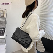 Kensen Shop Beyaz Stil Popüler Basit Kadın Günlük Çanta Taşınabilir Omuz Crossbody Çanta Kadın Katı Deri Zincir Çanta Banliyö Tote (Yurt Dışından)