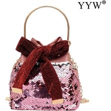 Kensen Shop Mor2 Tarzı Moda Kadın Pullu Crossbody Çanta ile Kova Omuz Çantası Akşam Partisi Şerit Altın Çanta Kız Çanta Kadın Manşonlar Bolsos (Yurt Dışından)