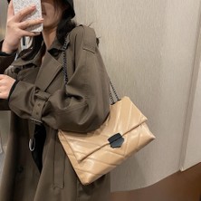 Kensen Shop Siyah Stil Popüler Basit Kadın Günlük Çanta Taşınabilir Omuz Crossbody Çanta Kadın Katı Deri Zincir Çanta Banliyö Tote (Yurt Dışından)