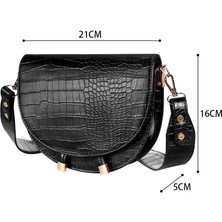 Kensen Shop Koyu Kahverengi Tarzı Buylor Kadınlar Lüks Omuz Çantaları Timsah Desen Çanta Kadın Crossbody Çanta Yarım Yuvarlak Pu Deri Messenger Çanta (Yurt Dışından)
