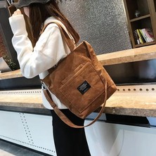 Kensen Shop Bordo Tarzı Kadın Kadife Omuz Çantaları Çizgili Kumaş Kumaş Çanta Rahat Zip Tote Kanvas Crossbody Çanta Bayanlar Için Sevimli Alışveriş Çantası (Yurt Dışından)