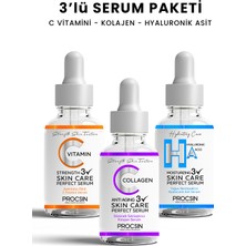 PROCSIN Üçlü Serum Paketi (C Vitamini - Kolajen - Hyaluronik Asit Serumu)