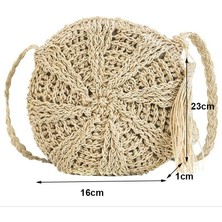 Kensen Shop Bej Tarzı5 Tarzı Yogodlns Yuvarlak Yumuşak Kağıt Halat Omuz Çantası Püskül Yaz Plaj El Yapımı Crossbody Çanta Kadın Hollow Hasır Çanta Daire Rattan Çanta (Yurt Dışından)