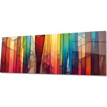 Rosyvien Renkli Vitray Görünümlü Panoramik Cam Tablo, Modern ve Şık Ev Ofis Duvar Dekoru, Hediyelik Temperli