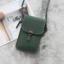 Kensen Shop Koyu Yeşil Stil Transparent Touch Screen Retro Simple Mobile Phone Bag Women Pu Chain Messenger Bags Small Flap Bag Moulder Bag (Yurt Dışından)