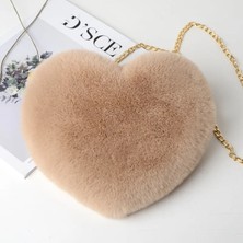 Kensen Shop Sıcak Pembe Tarzı Moda Kadın Kalp Şeklinde Çanta Sevimli Kawaii Faux Kürk Crossbody Çanta Cüzdan Çanta Peluş Zincir Omuz Çantası Bayan Çanta (Yurt Dışından)