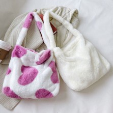Kensen Shop Lavanta Tarzı Kabarık Kadın Kız Taşınabilir Peluş Kadın Çanta M Kış Omuz Kavramaları Retro Hayvan Baskılı Sokak Seyahat Çantaları (Yurt Dışından)